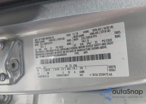 2019 Ford Escape Sel from USA, damaged, VIN 1FMCU0HD1KUA44203